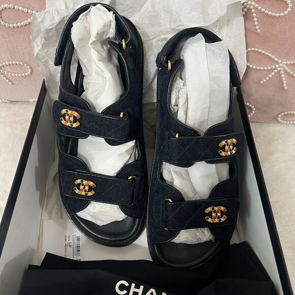 Chanel Denim Sandals - Picture 1 of 10